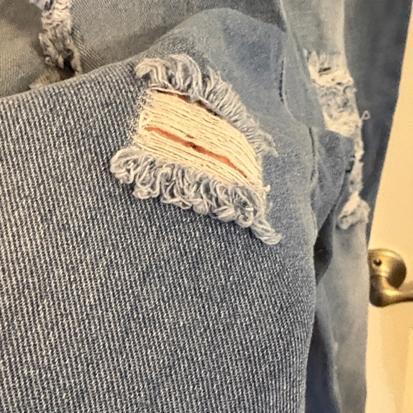 Denim Blue Distressed Jumpsuit - Picture 4 of 16